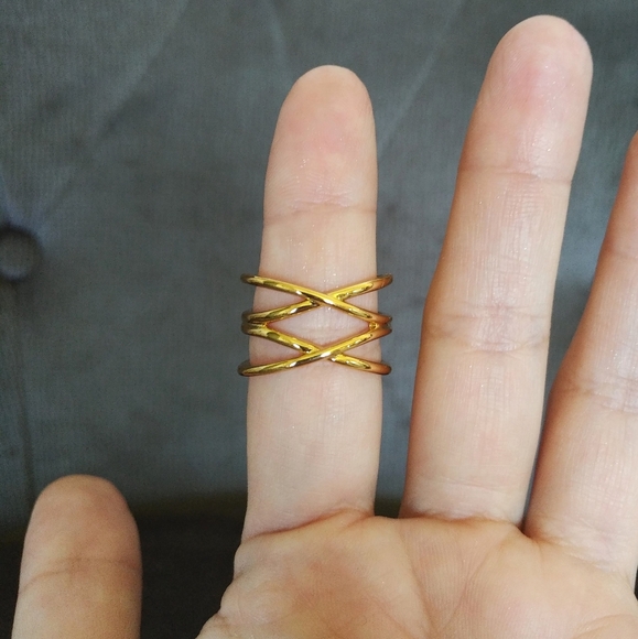 BRONZE Oro Double✌️Criss Cross🔀 Ring - Sz 7 - Picture 5 of 16